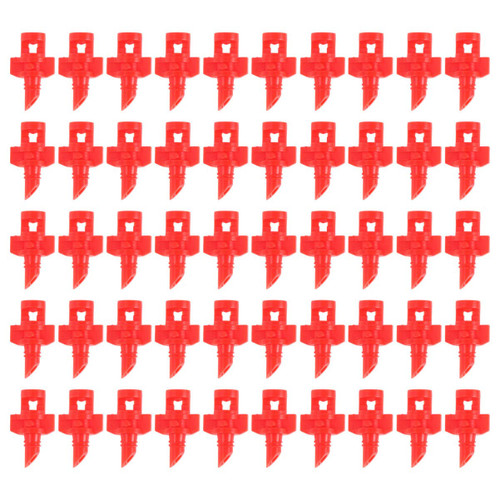 YARDWE 50PCS Garden Nozzle Sprinkler Plastic Atomizing Garden Sprinkler Sprayer 360 Degree Misting Sprayer Nozzle Sprinkler for Micro Garden Lawn Irrigation Red