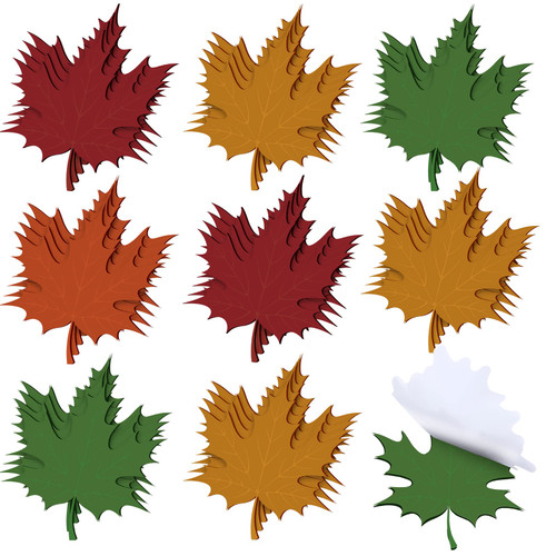 32 Pack 640 Sheets Fall Leaf Sticky Notes Autumn Self Adhesive Leaf Sticky Notes Leaf Shaped Sticky Note Thanksgiving Note Pads Halloween Colorful Leaf Sticky Notes for Party Office Classroom Home