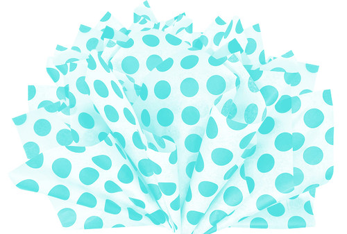 Flexicore Packaging | Aqua Polka Dot Gift Wrap Tissue Paper | Size: 15 Inch X 20 Inch | Count: 10 Sheets | Color: Aqua | DIY Craft, Art, Wrapping, Decorations