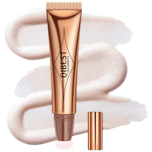 Mysense Liquid Highlighter Beauty Wand,Highlight Bronzer Stick with Sponge Tip,Blendable Silky Cream Glowing Face Highlighter Shimmer Finish,Lightweight Face Illuminator Makeup,#04 Highlighter-Pearl White