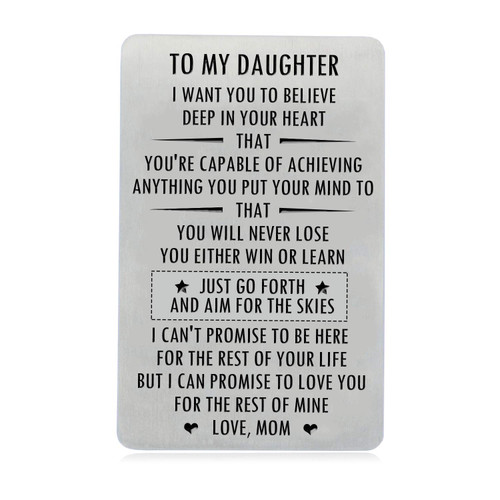XGAKWD Inspirational Gifts for Daughter from Mom, Engraved Wallet Inserts with Motivational Quotes, Wallet Insert Cards for Graduation Birthday Gift Ideas