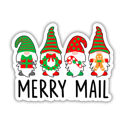 Akira Merry Mail Christmas Gnomes Sticker, Christmas Business Sticker, Kawaii Sticker, Funny Xmas Sticker, Water Assitant Die-Cut Vinyl Decals for Laptop Phone Water Bottles, Kindle Sticker