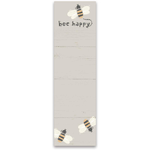 Primitives by Kathy, 102579, Bee Happy Magnetic List Notepad Magnetic Backing, Beige, 2.75" x 9.50" x 0.25"