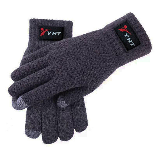 YHT Winter Gloves for Men Women,Warm touch screen knit Gloves with Thermal Soft Knit Lining running Driving Hiking (M, gray)