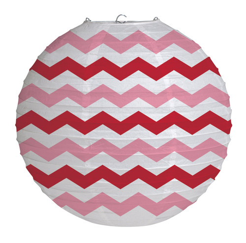 Creative Converting Round Lantern, 12",Chevron Classic Red
