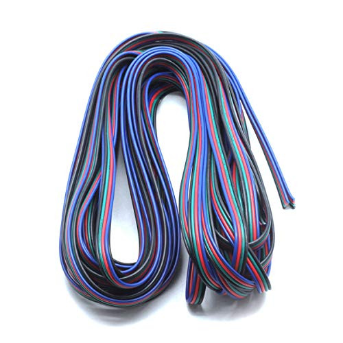 Dasunny 22AWG 4Pin Extension Cable Conductor Cord Line Wire for 5050 3528 RGB LED Strip Lights, 32.8ft/10m