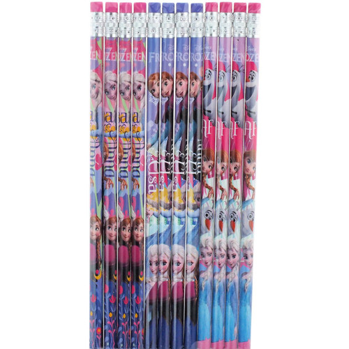 Licensed Disney Frozen Pencils w/erasers Elsa, Anna, Olaf-12 pcs