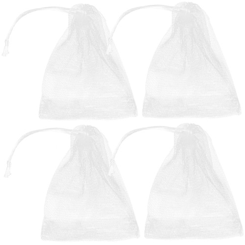 STAHAD 4pcs Drawstrings Soaps Exfoliating Soap Holder Soap Saver Bag Drawstring Soap Pouch Facial Soap Pouch Soap Net Holder Drawstring Storage Bag Soap Net Bag Bubble Net Bath Wipe Mesh