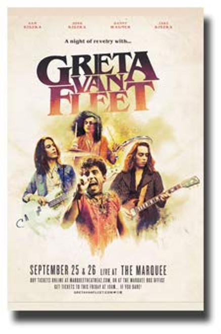 Greta Van Fleet Poster Concert Promo 11 x 17 inches Beige Greta Van Fleet Poster Concert Promo 11 x 17 inches Beige