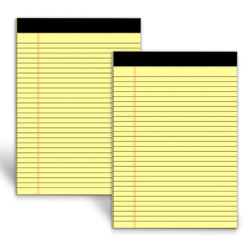 DORFAS Legal Pads 8.5 x 11 Note Pads Wide Ruled 2 Pack, Lined Notepad 8.5 x 11 Canary Yellow Paper 21lb Micro Perforated Writing Pads, 30 Sheets Per Legal Note Pad Ideal for Office, Home, School