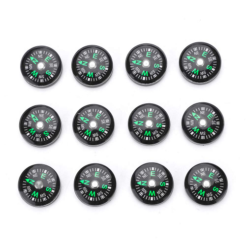 12pcs Mini Compass 20mm Mini Button Pocket Oil Filled Compass for Hiking Camping Outdoor Activities Accessory