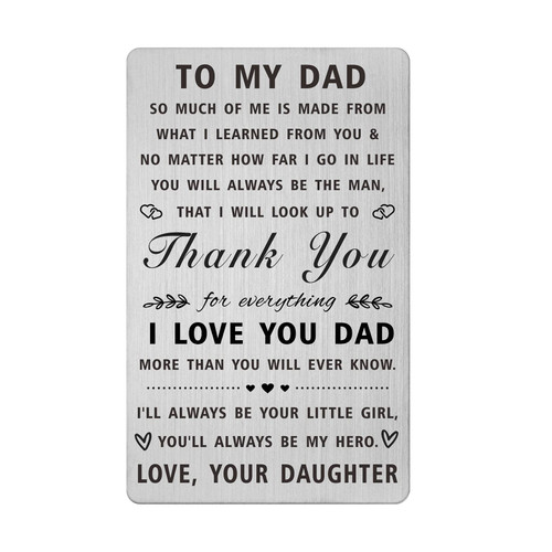 Dad Fathers Day Card Gifts from Daughter - I Love You Dad Gifts - Thank You Dad Birthday Wallet Insert Card Presents Dad Fathers Day Card Gifts from Daughter - I Love You Dad Gifts - Thank You Dad Birthday Wallet Insert Card Presents