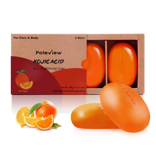 Poleview Kojic Acid Cleansing Soap, Mild and Hypoallergenic Skin Moisturizing Soap (2 per pack) for Body and Face, Skin Bar Soap, 4.76 oz Each