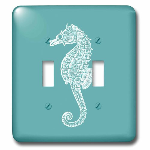 3dRose lsp_164965_2 Teal Blue Seahorse Print Sea Horse Ocean Marine Beach Aquarium Aquatic Toggle Switch,