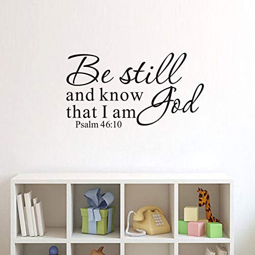 Be Still and Know That I am God Wall Decal, Bible Scripture Wall Decals,(Black) Inspirational Lettering Vinyl Wall Art Religious Home Decor