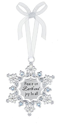 Ganz Peace on Earth and Joy to All Zinc Decorative Hanging Ornament, Silver, 25/8" W. x 33/8" H.