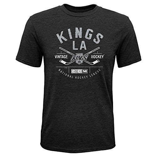 Outerstuff NHL Los Angeles Kings Boys Even Strength Triblend Short Sleeve Tee, Large/(14-16), Black