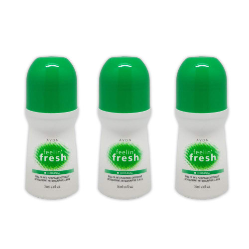 Avon Feeling Fresh Original Roll-On Antiperspirant Deodorant 2.6 fl.oz,Lot of 3