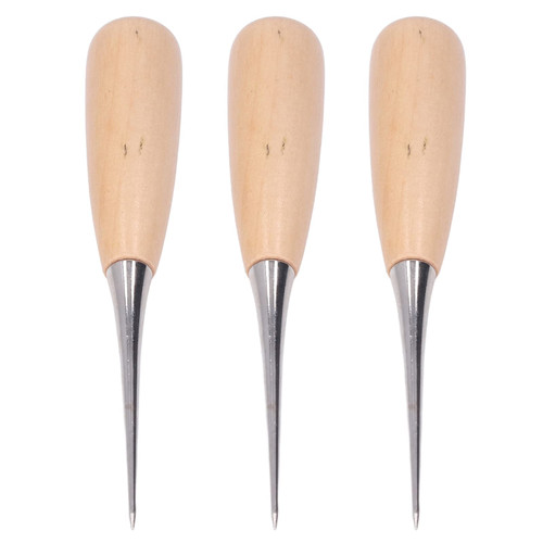 Leather Awl, Wooden Handle Awls, 3Pcs Leather Sewing Awl Kit Wooden Handle Hand Leather Hole Punch Tool Set for Repairing DIY 123mm /, Tailors awls