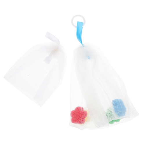 FRCOLOR 2pcs Foaming Net Bar Soap Pouches Soap Bag Mesh Soap Saver Bubble Foam Net Soap Sack Saver Bag Handmade Soap Bubble Mesh Bags Exfoliating Soap Net Bags The Bubble Grid or