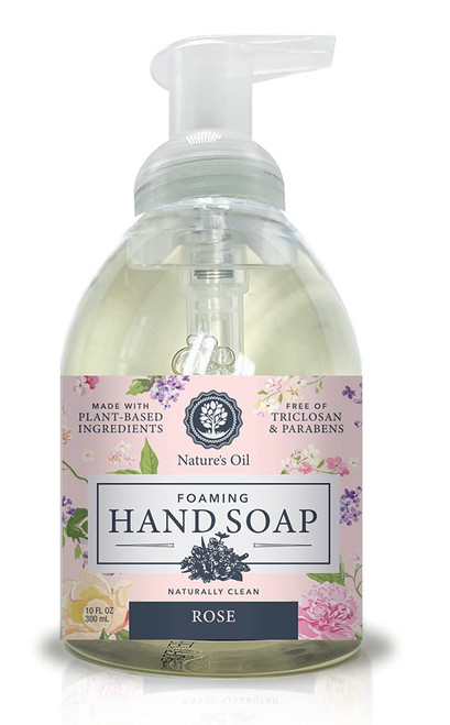 Nature's Oil Foaming Hand Soap, Rose, 10 Fluid Ounces (Single Unit)