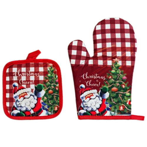 Christmas Oven Mitts High Heat Resistant Kitchen Oven Gloves Heat Resistant Pot Holders and Oven Mitts Set Non-Slip Cookie Bag Kitchen Cooking Baking BBQ Grilling Gloves Gift