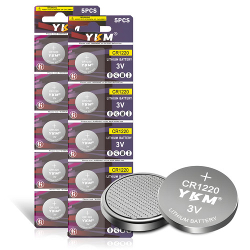 YKM 10 Pack CR1220 Battery CR 1220 BR1220 DL1220 CR-1220 ECR1220 3V Lithium Coin Battery for Remote Key Fob Thermometer Toy Hearing Aid Watch Battery