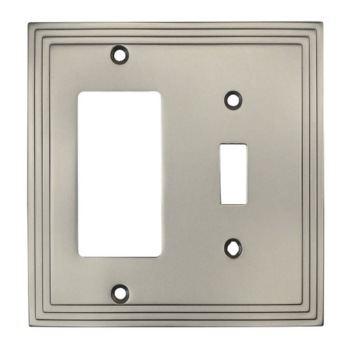 Cosmas 25077-SN Satin Nickel Single Toggle / GFI Decora Rocker Combo Wall Switch Plate Switchplate Cover