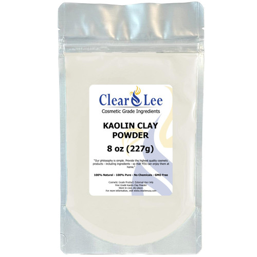ClearLee Kaolin Clay Cosmetic Grade Powder - 100% Pure Natural Powder - Great For Skin Detox, Rejuvenation, and More - Heal Damaged Skin - DIY Clay Face Mask (8 oz)
