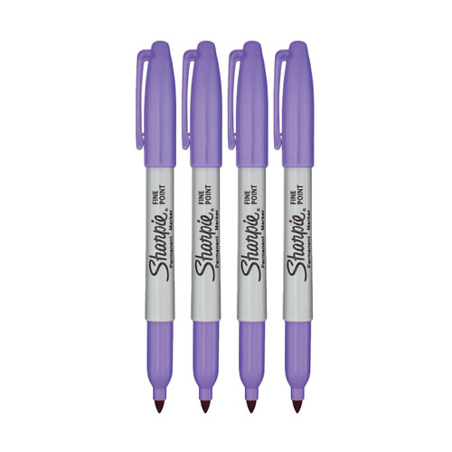 Sharpie Permanent Markers, Fine Point, Lilac Ink, Pack of 4