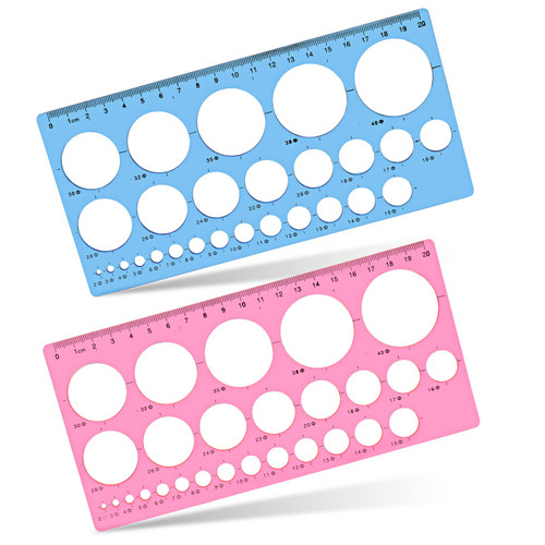2 Pcs Circle Templates Geometric Drawing Template Measuring Ruler Stencils Drawing Set Plastic Digital Painting Stencils Scale Drafting Tools for School, Office, Building Formwork, Drawings