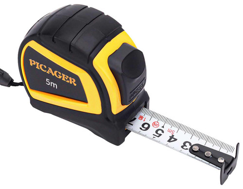 PICAGER Self-Lock Metric Only Tape Measure 5m, Easy to Read Retrackable cm mm Measuring Tape