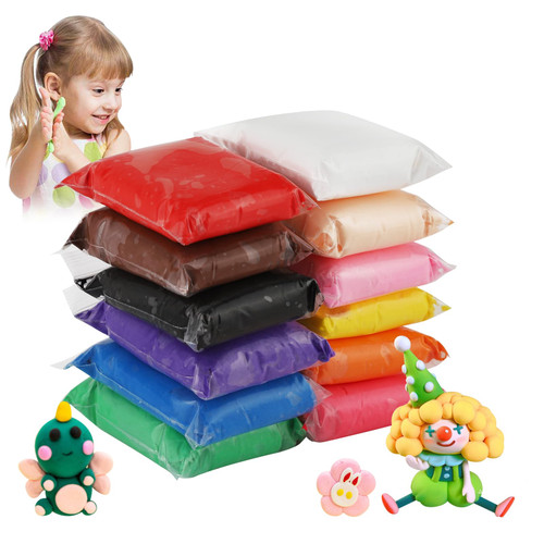Wolwefa Modeling Clay Kit - 12 Colors Air Dry Ultra Light Clay, Magic Clay, DIY Molding Clay for Kids, DIY Clay Kit with Sculpting Tools, Decoration Accessories, Kids Art Crafts Wolwefa Modeling Clay Kit - 12 Colors Air Dry Ultra Light Clay, Magic Clay, DIY Molding Clay for Kids, DIY Clay Kit with Sculpting Tools, Decoration Accessories, Kids Art Crafts