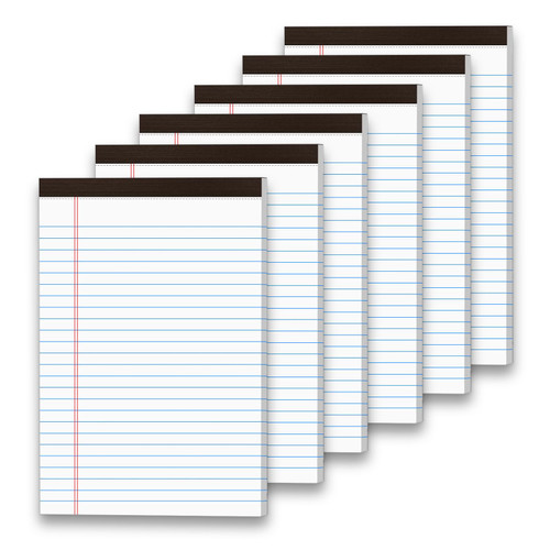 DORFAS Legal Pads 5x8 Inch 6 Pcs College Ruled Notepad for Office, 80gsm White Paper Writing Pads, 30 Sheets per Pad, Writing Legal Pad for Grocery List To-Do List