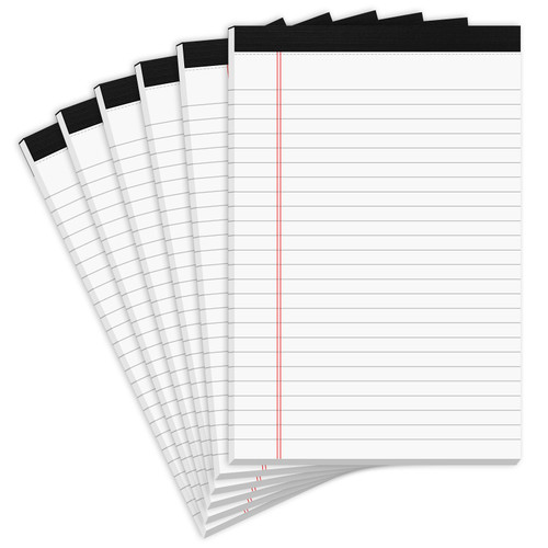 DORFAS 6 Pack Note Pads 5x8 Inch Legal Pads College Ruled Notepad for Office, 80gsm Double-Sided Printed Paper Writing Pads, 30 Sheets per Pad, Notebooks Writing Legal Pad for Grocery List To-Do List