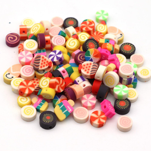 100pcs Candy Clay Beads Assorted Sweets Polymer Spacer Beads, Mixed Clay Dessert Ice Cream Lollipop Beads Charms for DIY Necklace Bracelet Jewelry Earring Handmade Craft Making