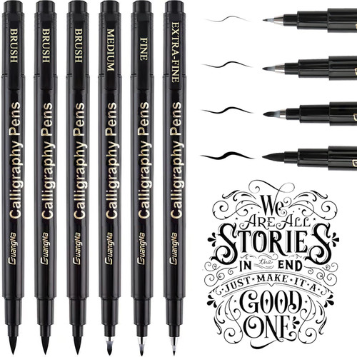 SAYEEC Calligraphy Brush Pens, Refillable Hand Lettering Pen, Black Ink Calligraphy Brush Markers Set for Beginners Writing Journaling Sketching Art Drawing Illustration Scrapbooking (4 Size, 6 Pack) SAYEEC Calligraphy Brush Pens, Refillable Hand Lettering Pen, Black Ink Calligraphy Brush Markers Set for Beginners Writing Journaling Sketching Art Drawing Illustration Scrapbooking (4 Size, 6 Pack)
