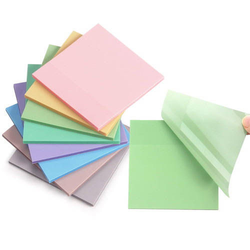 8 Pads Transparent Sticky Notes 3x3 inch Morandi Color Clear Sticky Notes Waterproof Self-Adhesive Translucent Sticky Note Pads