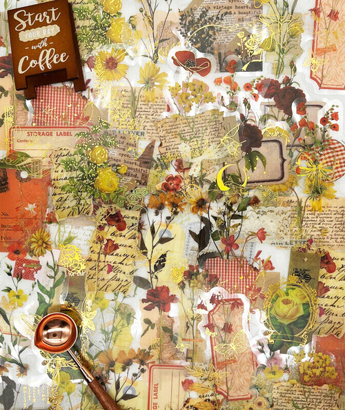 Vintage Romantic Lavender Scrapbook Stickers, 60Pcs Yellow Red Flower Decorative Retro Adhesive Watercolor Aesthetic for Craft Art Bullet Junk Journal Laptop DIY Paper Planner Notebook Collage Album Vintage Romantic Lavender Scrapbook Stickers, 60Pcs Yellow Red Flower Decorative Retro Adhesive Watercolor Aesthetic for Craft Art Bullet Junk Journal Laptop DIY Paper Planner Notebook Collage Album