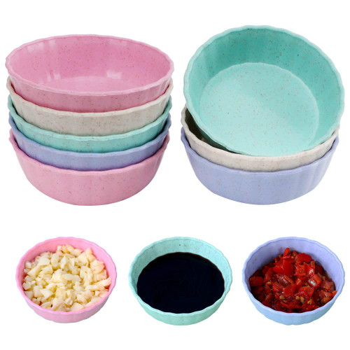TIE-DailyNec 8 Pack Dipping Bowls Soy Sauce Dish Seasoning Plates, Dishes Bowls Plastic Dipping Multicolor Mini Appetizer Plates