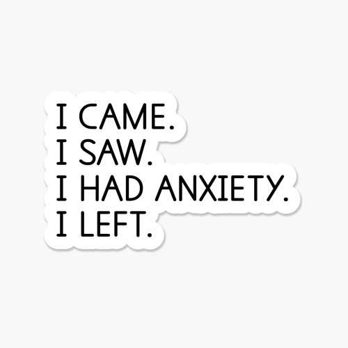 I came. I saw. I had anxiety. I left. 3.25 x 2 in - Everyday Sticker