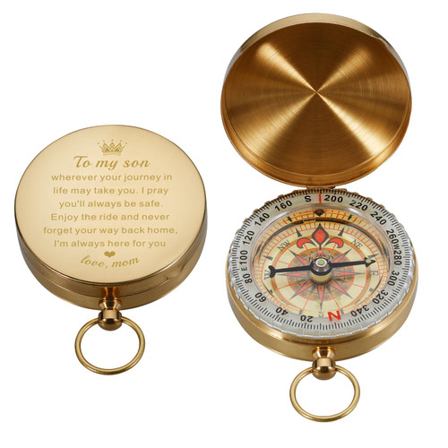 Stocking Suffers for Teen Boys Son Brass Compass Gift to My Son from Mom Mother to Son Baptism Gifts Confirmation Gifts for Son from Mom Son Graduation 16th 18th 21st Birthday for Son