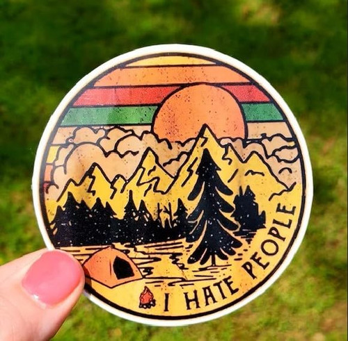 2 Pack Love Camping I Hate People Sticker Vinyl Decal Wall Laptop Window Car Bumper Sticker 4"