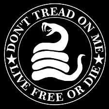 TAMZAM - Don't Tread On Me Live Free Or Die Decal Vinyl Sticker White Cars Trucks Vans SUV Laptops Walls Glass Metal - 5.5 inches