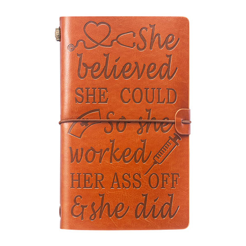 Thank You Gifts Appreciation Leather Journal Make a Difference Notebook Inspirational Gifts Appreciation Gifts for Women Men Employee Volunteer Nurse Teacher Coworkers (Nurse-brown)