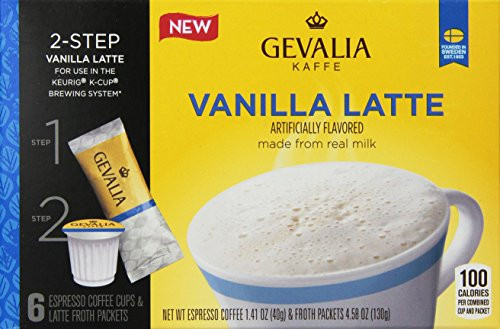 Gevalia Vanilla Latte Espresso Keurig K Cup Coffee Pods & Froth Packets (6 Count)