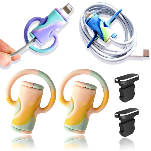 CKLJTL 2 in 1 Data Cable Protector Cover Cute Colorful Cable Protector Universal Mini Data Cable Protective Cover Mobile Phone Charger Data Cable Cover Anti-Break Protection Tool (Yellow-Green)