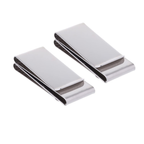 Dofaxgo 2pcs Money Clip Wallet Credit Card Holder Slim Stainless Steel Aluminum Credit Card Wallet Cash Clip (Silver)