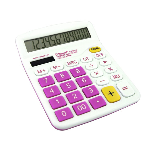 QPEY Calculators, 12-Digit Battery Office Basic Desk Desktop Calculators with Large LCD Display Big Sensitive Button (Pink)