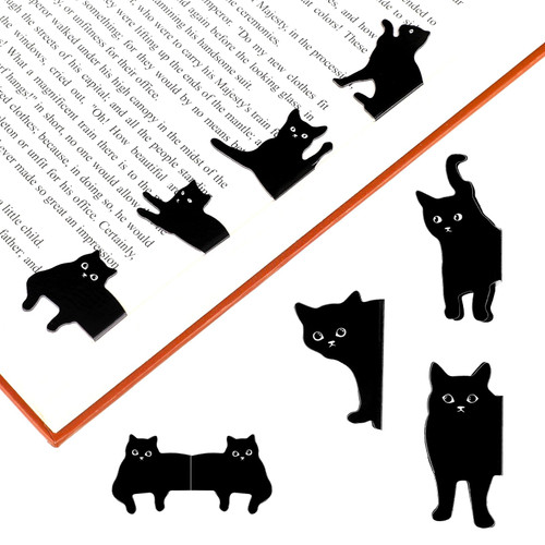 Assorted Cute Cat Book Markers Clip Set for Women,7 Pcs Black Cat Magnetic Bookmarks Cat Theme Book Mark Clips for Cat Lover Gifts Book Page Clips Kawaii Bookmark for Teachers Students Book Lovers